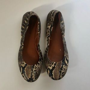 BCBG snake skin flats